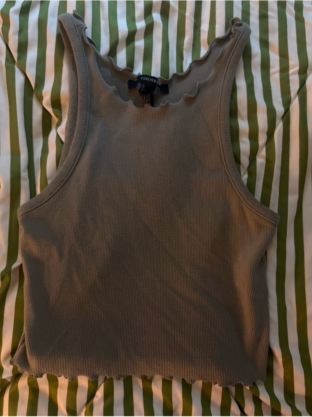 Forever 21 Olive  Scalloped Tank Top